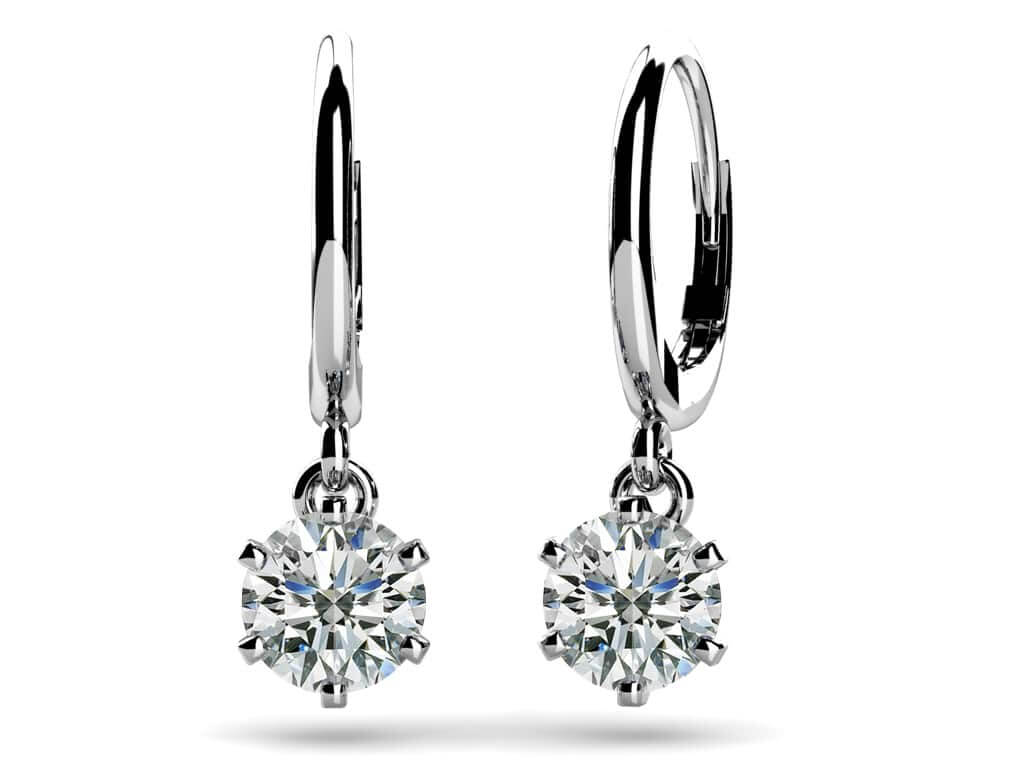 Six Prong Solitaire Diamond Drop Earrings Diamond with 0.50 ct.(finished) 4.0mm